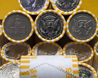 Estate SALE ~ Unopened Half Dollar Coin Roll ~ 20 Copper/Nickel Kennedy Halves ~ FREE 1 Gram Valcambi Silver Bar With Purchase of 3 Rolls!!