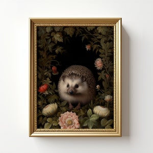 William Morris Hedgehog Print | Hedgehog Portrait Painting | Hedgehog Poster | Vintage Hedgehog Wall Art | Hedgehog Gift | Digital Download