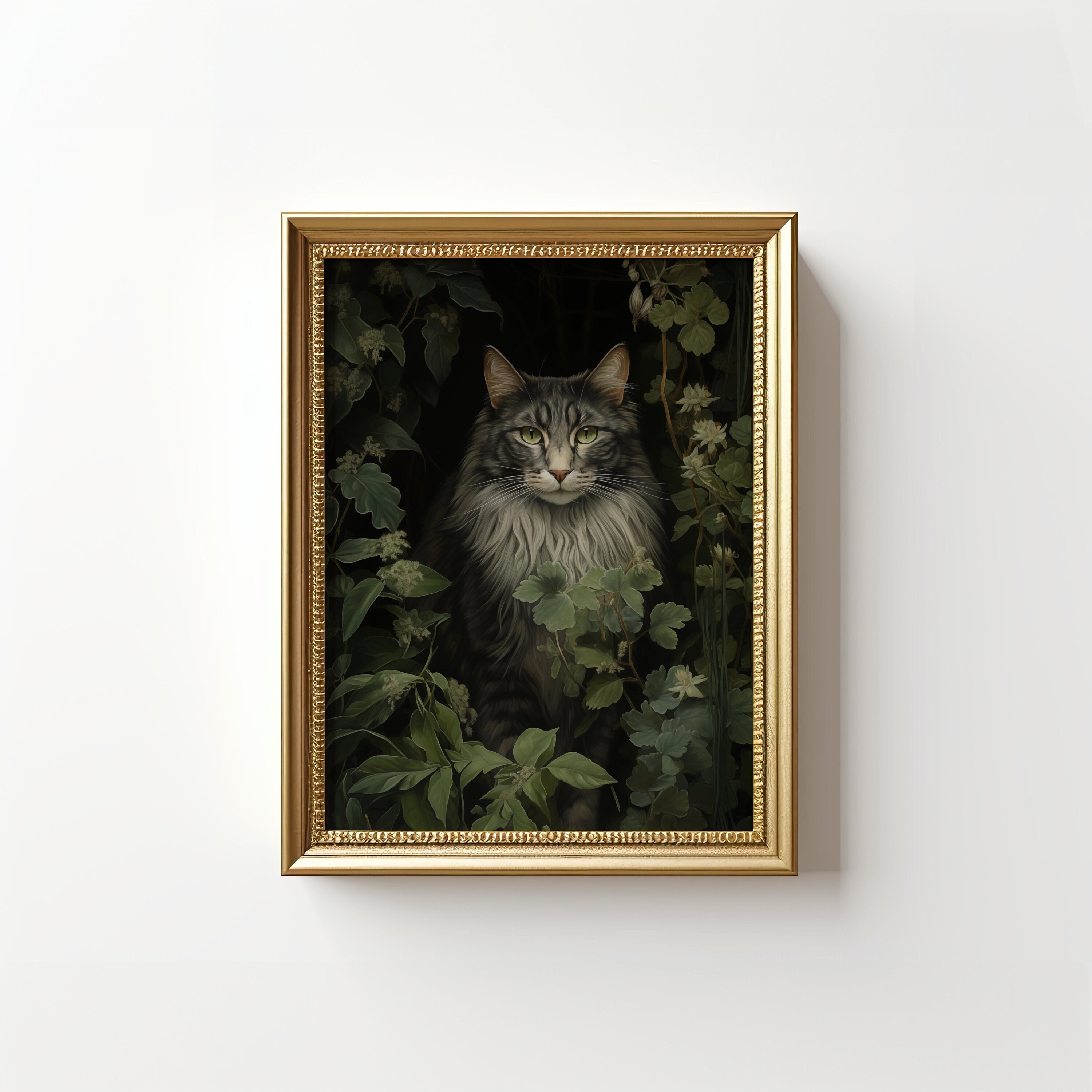 William Morris Cat Print Cat Portrait Painting Gray Cat Poster Vintage ...