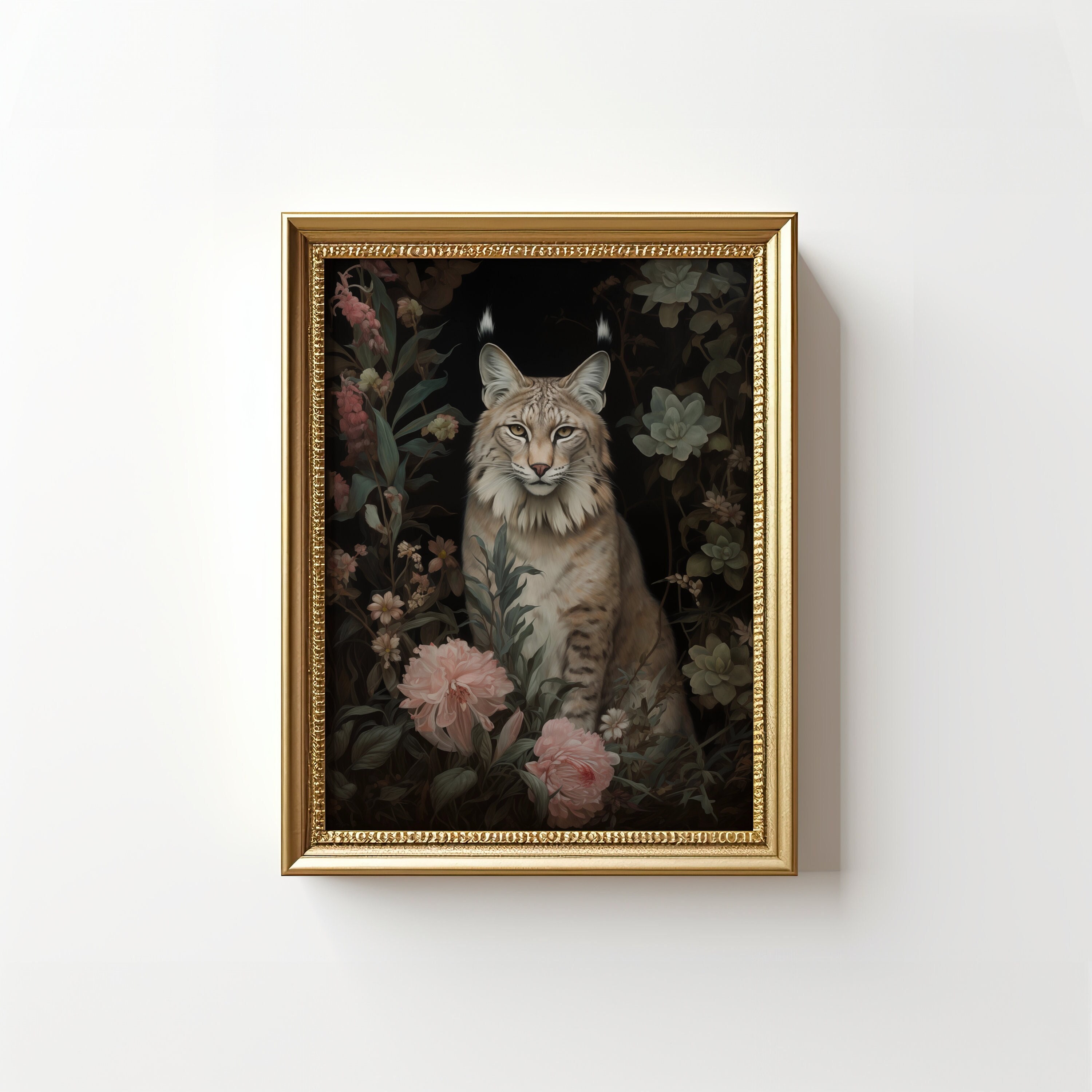 William Morris Lynx Print | Lynx Portrait Wall Art | Lynx Poster | Vintage Lynx Painting | Wild Cat Art | Lynx Lover Gift | Digital Download