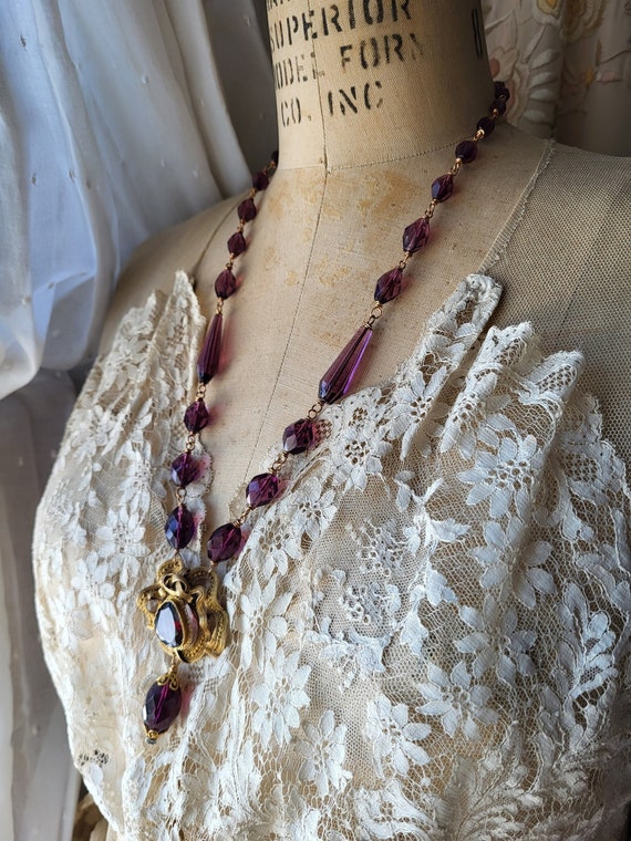 Vintage Purple Glass Beads Spectacular Repurposed Brooch to