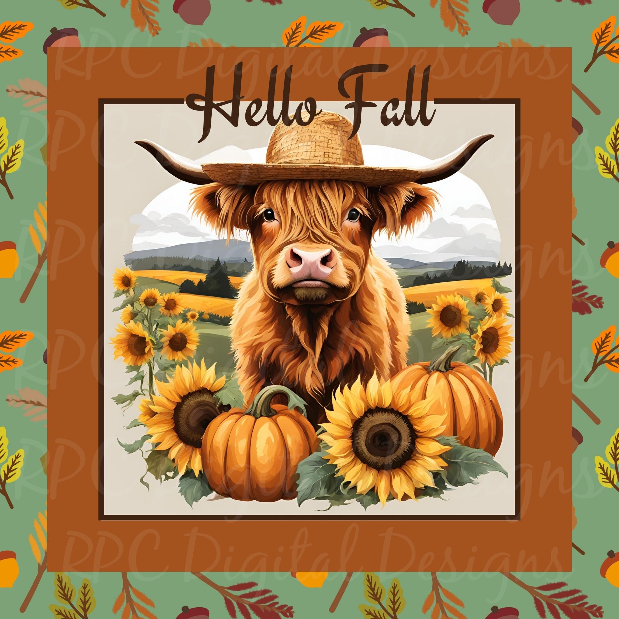 Fall Highland Cow Digital Download, Sunflower PNG Sublimation File ...