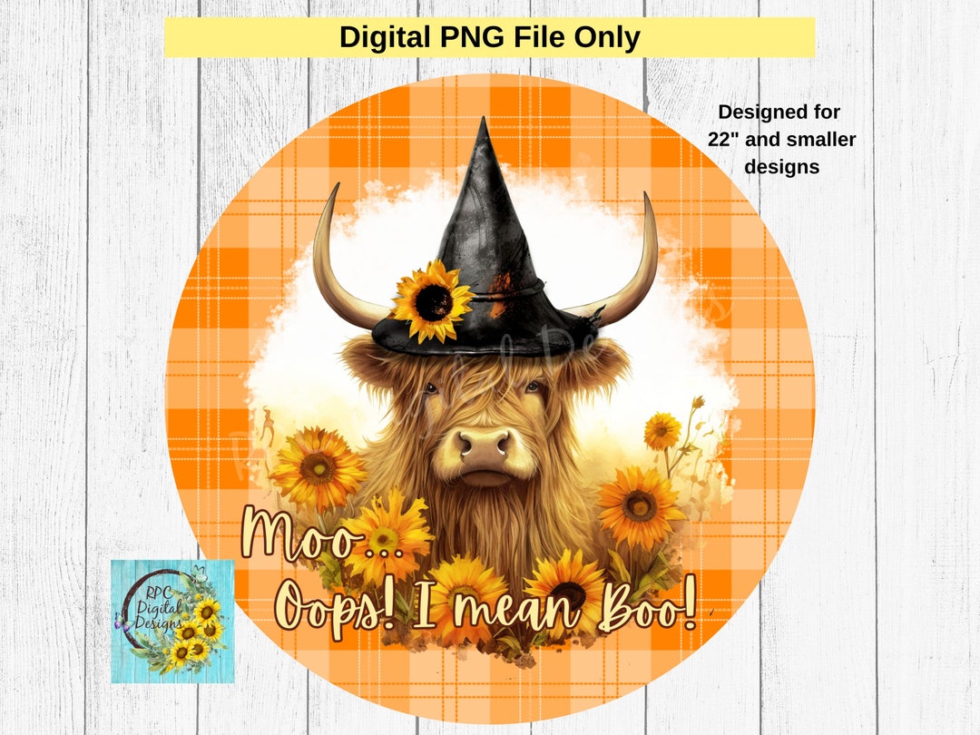 Halloween Highland Cow Digital Download, Fall Sunflower PNG Sublimation ...