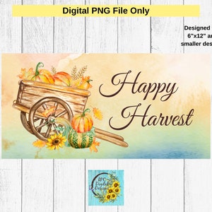 Harvest Blessings Digital Download, Fall Wagon PNG Sublimacja, Dekoracja Jesiennego Wieńca Drzwi Wejściowych, Jesienny Tumbler PNG Projekt, Jesienny Projekt Koszulki