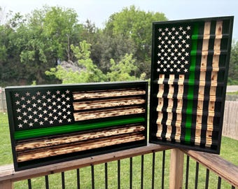 Thin Green Line Flag Challenge Coin Display