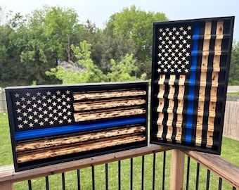 Thin Blue Line Flag Challenge Coin Display