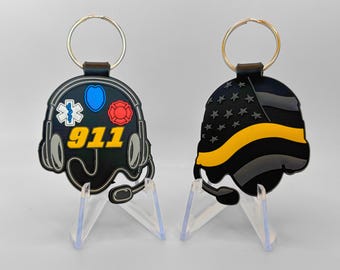 911 Dispatcher Double-Sided PVC Keychain