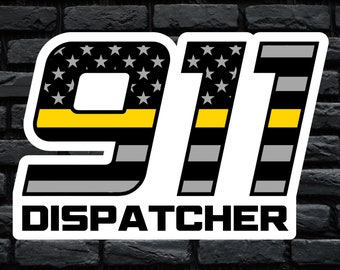 911 Dispatcher Thin Gold Line Sticker