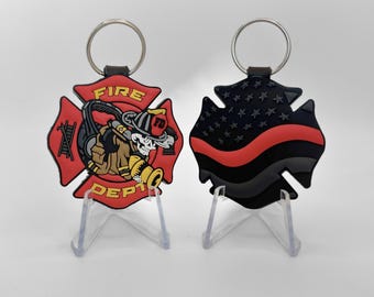 Firefighter Double-Sided PVC Keychain