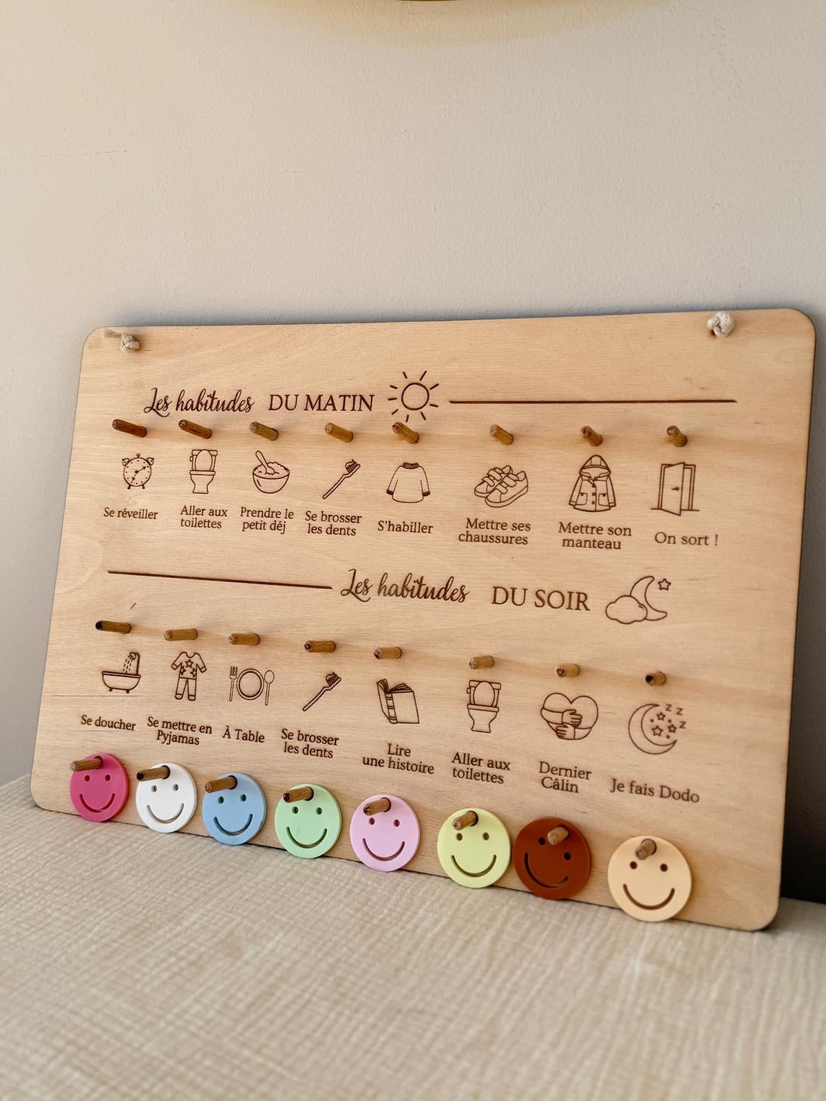 Positive Rouintes Tableau des routines enfants en bois personnalisé | Routine du matin et ...