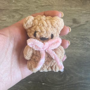 Mini Teddy Bear Crochet Plushie Handmade Amigurumi Coquette