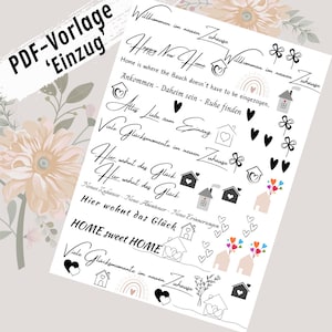 Moving in - PDF template candle tattoo, water slide film, candle sticker - instant download
