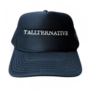 May include: A black trucker hat with a white embroidered logo that says "YALLTERNATIVE".