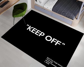 Keep Off,Keep Off Rug,Black Rug,Popular Rug,Unique Rug,Modern Rug,Home Decor,Area Rugs,Aesthetic Rug,Rugs for Living Room,Housewarming Gift