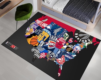 Nba Map Rug, Basketball Rug, Nba Team Rug,Sport Rug,Kids Room Rug,Custom Rug,Hypebeast Rug,Area Rug,Personalized Rug,Unique Rug,Gift for her