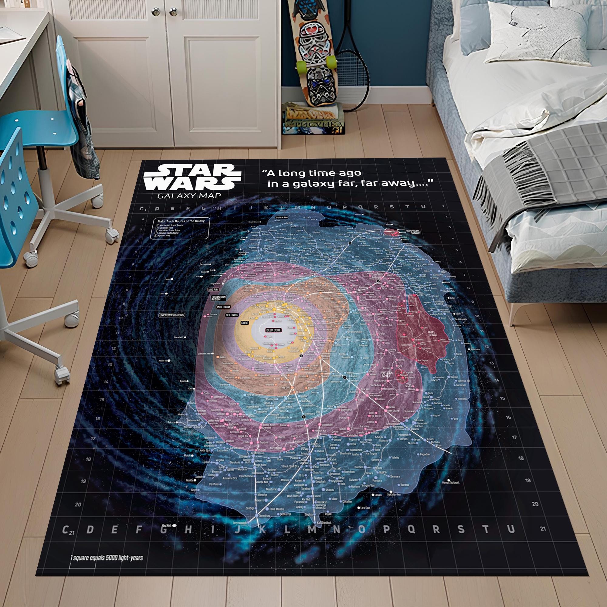 Star Wars Galaxy Map Rug - Galactic Map Rug, Sci-fi Rug, Gift for Star ...