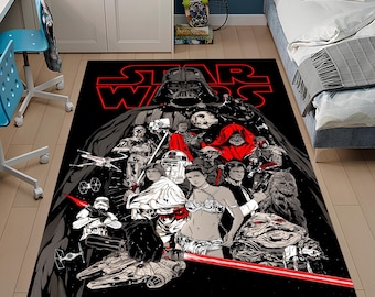 Star Wars Character Rug: Colorful Movie Decor, Kids Room Area Rug