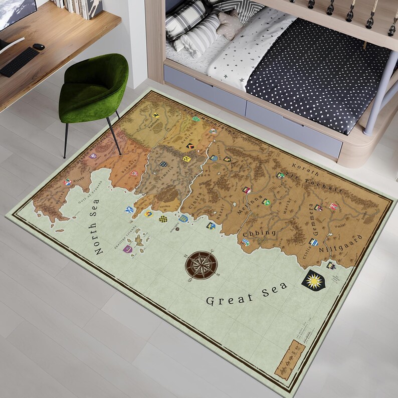 The Witcher World Map Rug - Fantasy Map Rug - Video Game Map - the ...