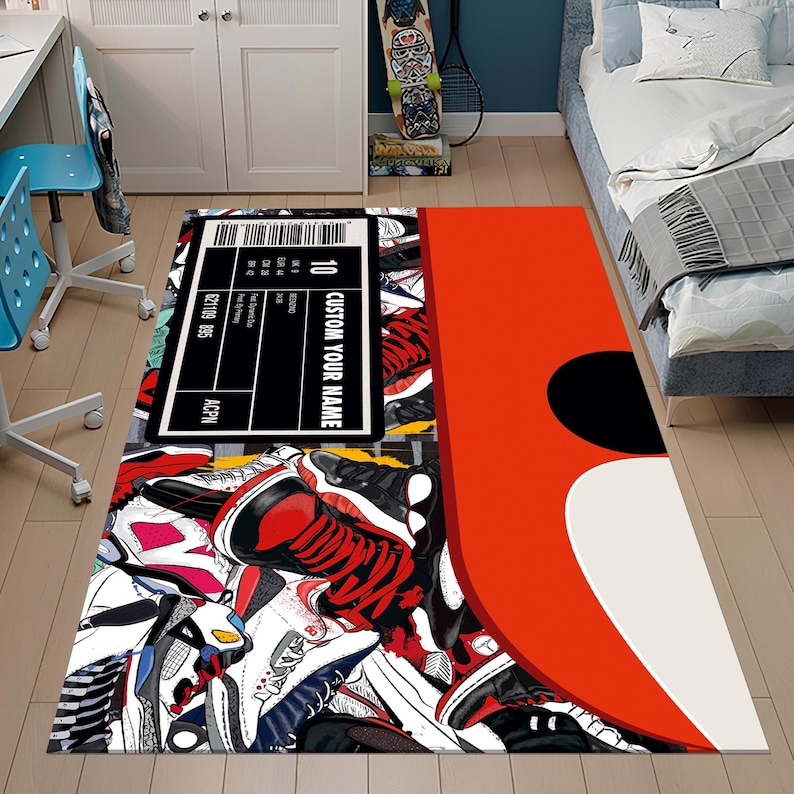 Shoes Box, Sneakers Shoes Rug, Custom Rug, Personalized Rug, Street ...