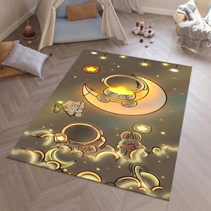 Astronaut Rug, Night Rug, Moon Rug, Cute Rug, Space Decor, Nursery Rug, Boys Room Rug, Custom Rug, Gift for Kids,Personalized Gifts,Area Rug