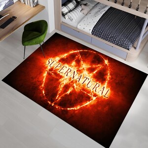Supernatural Rug,Movie Rug,Horror Rug,Fear Rug,Popular Rug,Horror Decor,Gothic Rug,Cool Rugs,Area Rugs,Boys Room Rug,Gifts for Him