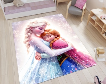 Elsa-tapijt, Anna-tapijt, Frozen-tapijt, kindertapijt, gepersonaliseerd tapijt, aangepast tapijt, kinderkamertapijt, schattig tapijt, vloerkleed, kinderkamertapijt, decoratie kinderkamer, cadeau voor kinderen