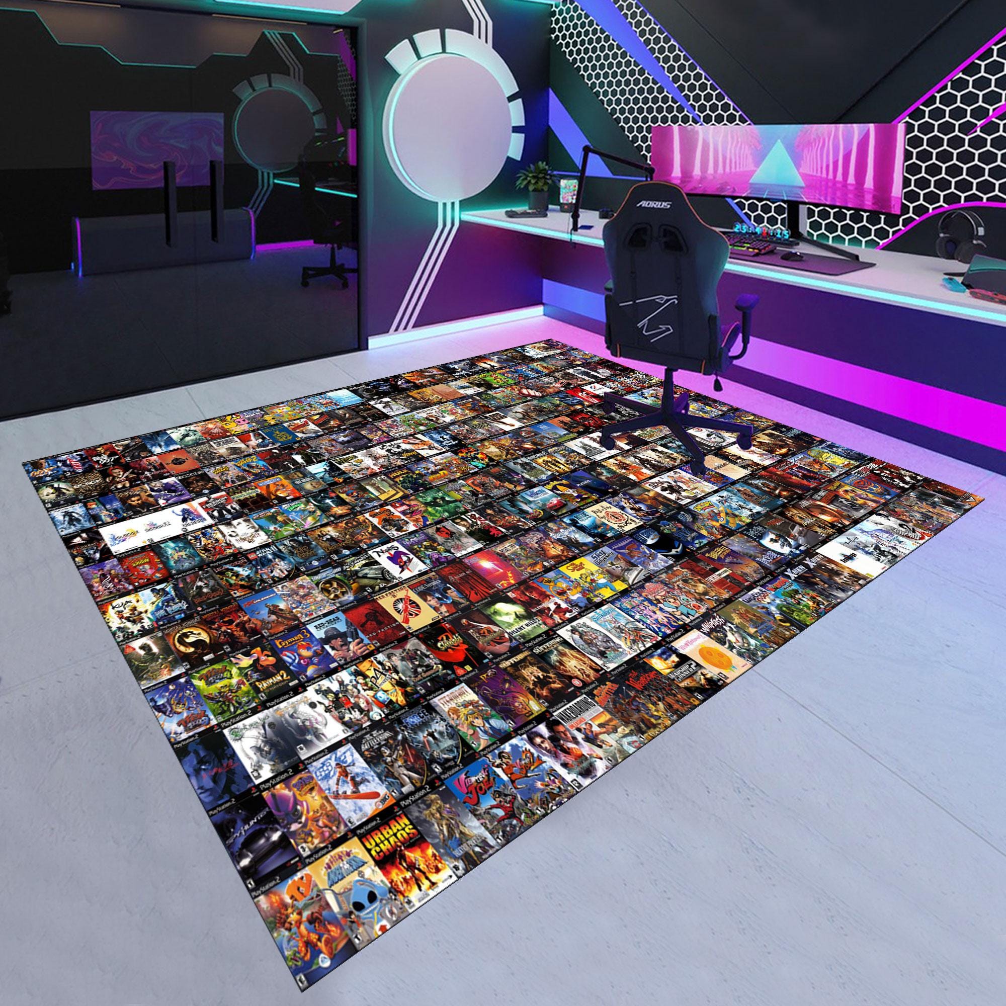 Rug Raly Game Retro Games Rug,video Game Rug,gaming Rug,gamer Rug,colorful Rug,game ...