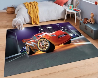 McQueen Rug,Cars Rug,Kids Rug,Colorful Rug,Custom Rug,Nursery Rug,Customized Rug,Cute Rug,Area Rug,Kids Room Rug,Nursery Decor,Gift for Kids