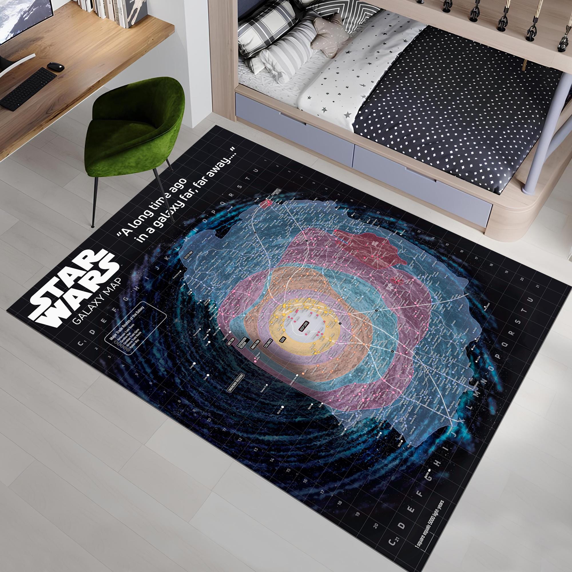 Star Wars Galaxy Map Rug - Galactic Map Rug, Sci-fi Rug, Gift for Star ...