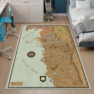 The Witcher World Map Rug - Fantasy Map Rug - Video Game Map - The Continent World Map Rug - Nilfgaard and Northern Kingdoms Map