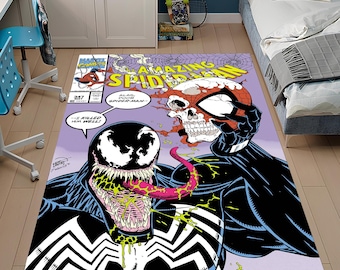 Venom Rug,Spiderman Rug,Themed Rug,Fantastic Rug,Area Rug,Kids Rug,Colorful Rug,Sci-Fi Rug,Marvel Rug,Gift for her,Unique Rug,Bestseller