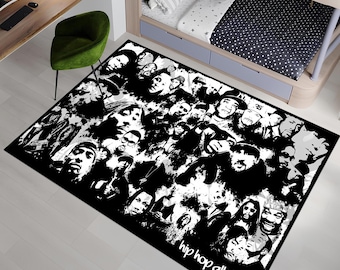 Hiphop Rug, Legends Rug,Rappers Rug,Music Rug,Music Decor,Music Room Rug,Rap Stars Collage Rug,Awesome Rug,Unique Rug,Area Rug,Gifts For Him