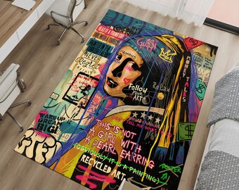 Alfombra Pop Art, Alfombra de Graffiti, Alfombra de Arte Colorido, Alfombra para Mujer, Alfombra Única, Alfombras Geniales, Alfombra Moderna, Alfombra Personalizada, Alfombras de Área, Alfombras para Sala, Regalos para Ella