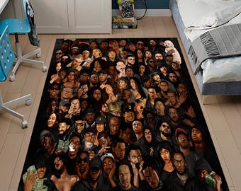 Hiphop Rug,Legends Rug,Rappers Rug,Music Rug,Music Decor,Music Room Rug,Rap Stars Collage Rug,Awesome Rug,Unique Rug,Area Rug,Gifts For Him
