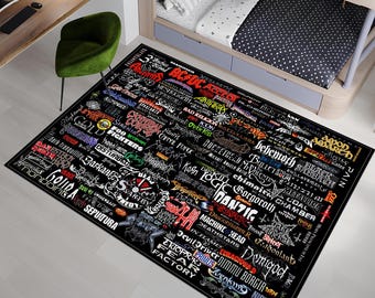 Metal Rug,Rock Rug,Music Rug,Legend Rug,Black Rug,Popular Rug,Music Decor,Music Room Rug,Awesome Rug,Unique Rug,Area Rug,Gifts for Her