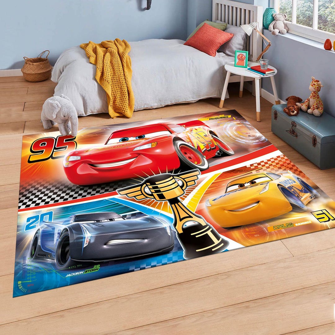 Cars Movie Rug Lightning Mcqueen Rug,cars Rug,kids Rug,colorful Rug,custom Rug,nursery ...