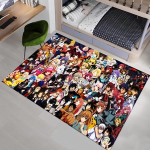 Mixed Anime Rug,Anime Rug,Kawaii Rug,Manga Rug,Unique Rug,Fantastic Rug,Awesome Rug,Anime Decor,Colorful Rug,Custom RugArea Rug,Gift for Her