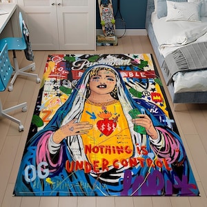 Alfombra Pop Art, Alfombra con Grafiti, Alfombra con Arte Colorido, Alfombra para Mujer, Alfombra Única, Alfombra Genial, Alfombra Moderna, Alfombra Personalizada, Alfombra para Sala, Regalos para Ella