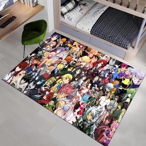 Mixed Anime Rug,Anime Rug,Kawaii Rug,Manga Rug,Unique Rug,Fantastic Rug,Awesome Rug,Anime Decor,Colorful Rug,Custom RugArea Rug,Gift for Her