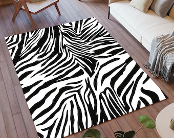 Animal Pattern Rug,Zebra Pattern Rug,Aesthetic Rug,Modern Rug,Black and White Rug,Home Decor,Area Rug,Rugs for Living Room,Housewarming Gift