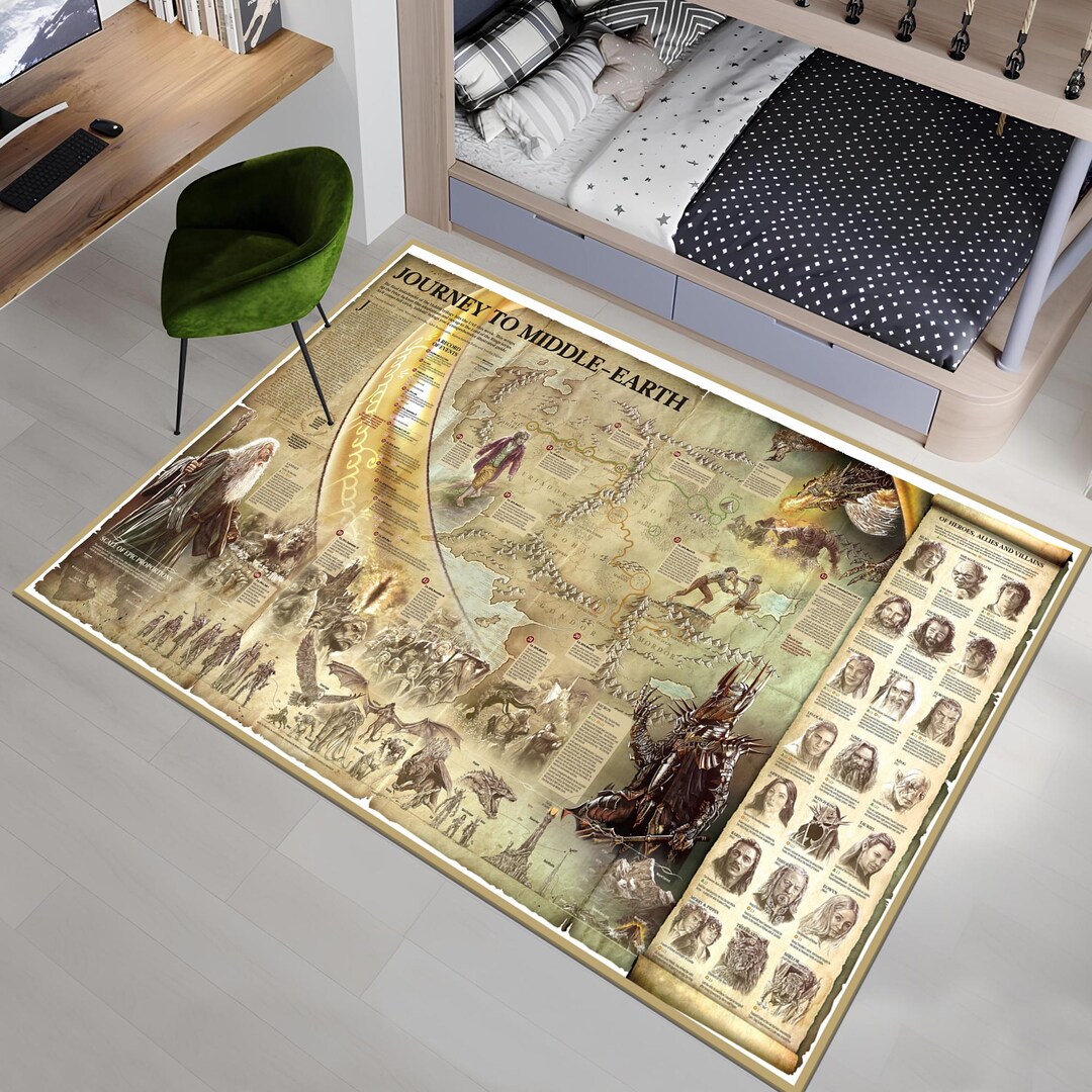 LOTR Rug,middle Earth Map Rug,lotr Map Rug,movie Rug,cool Rugs,popular ...