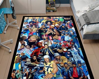 Hiphop Rug, Legends Rug,Rappers Rug,Music Rug,Music Decor,Music Room Rug,Rap Stars Collage Rug,Awesome Rug,Unique Rug,Area Rug,Gifts For Him