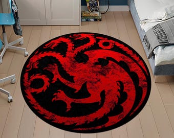 Dragon Rug, Round Rug, Movie Rug, Gothic Rug, Bestseller Rug,Popular Rug,GOT Rug,Movie Decor,Unique Rug,Area Rug,Boys Room Rug,Gifts for Him