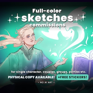 Full-color Sketches Commission Digital Custom Art - Your OC Characters, couples, group, party from your fantasy RPG game all handrawn by me!