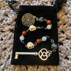 Hekate / Hecate Pagan Prayer Beads with Genuine Crystals