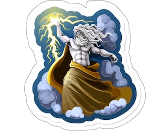Greek God Zeus Decal - Mythology Sticker - Thunder God - Perfect for Water Bottles, Laptops, Tablets, Helmets & Notebooks