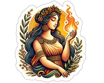 Sticker Griekse godin Hestia - op mythologie geïnspireerde sticker - perfect cadeau voor liefhebbers van geschiedenis en mythe