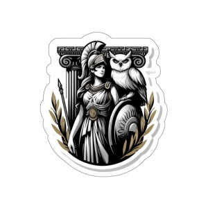 Goddess Athena Vinyl Sticker - Ancient Greece Themed Decal - Durable Sticker for Laptop, Book, Car Window