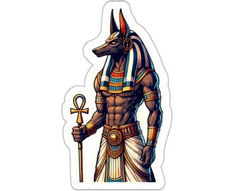Pegatina de Anubis - Calcomanía mitológica del dios egipcio - Calcomanía de vinilo para computadoras portátiles, diarios y más