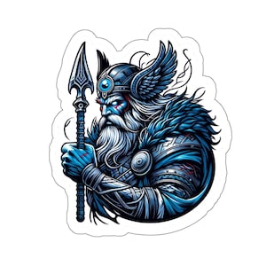 Norse God Odin Sticker - Mythological Warrior Decal, Perfect for Helmets & Notebooks - High Quality Vinyl